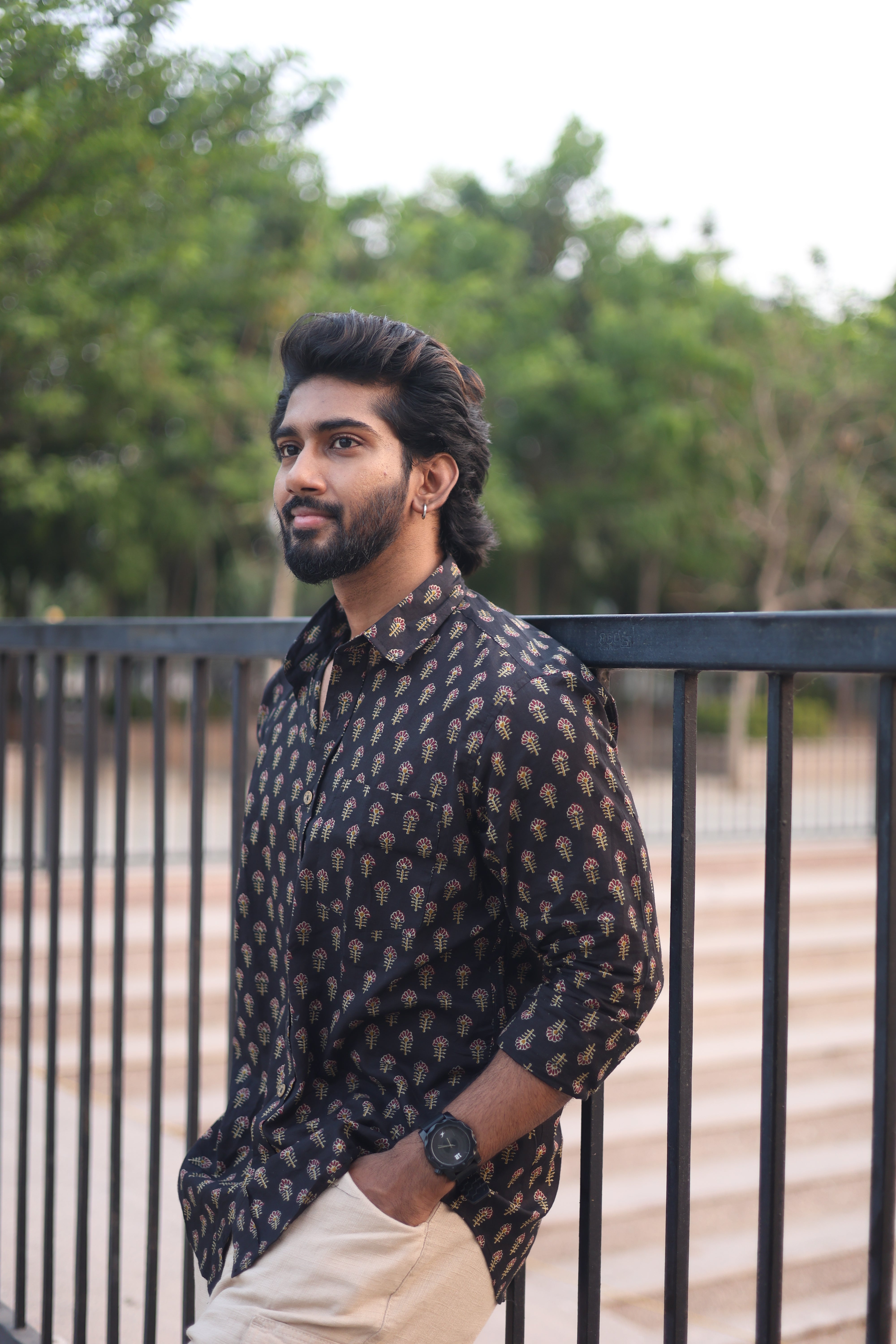 Black Cotton printed shirt