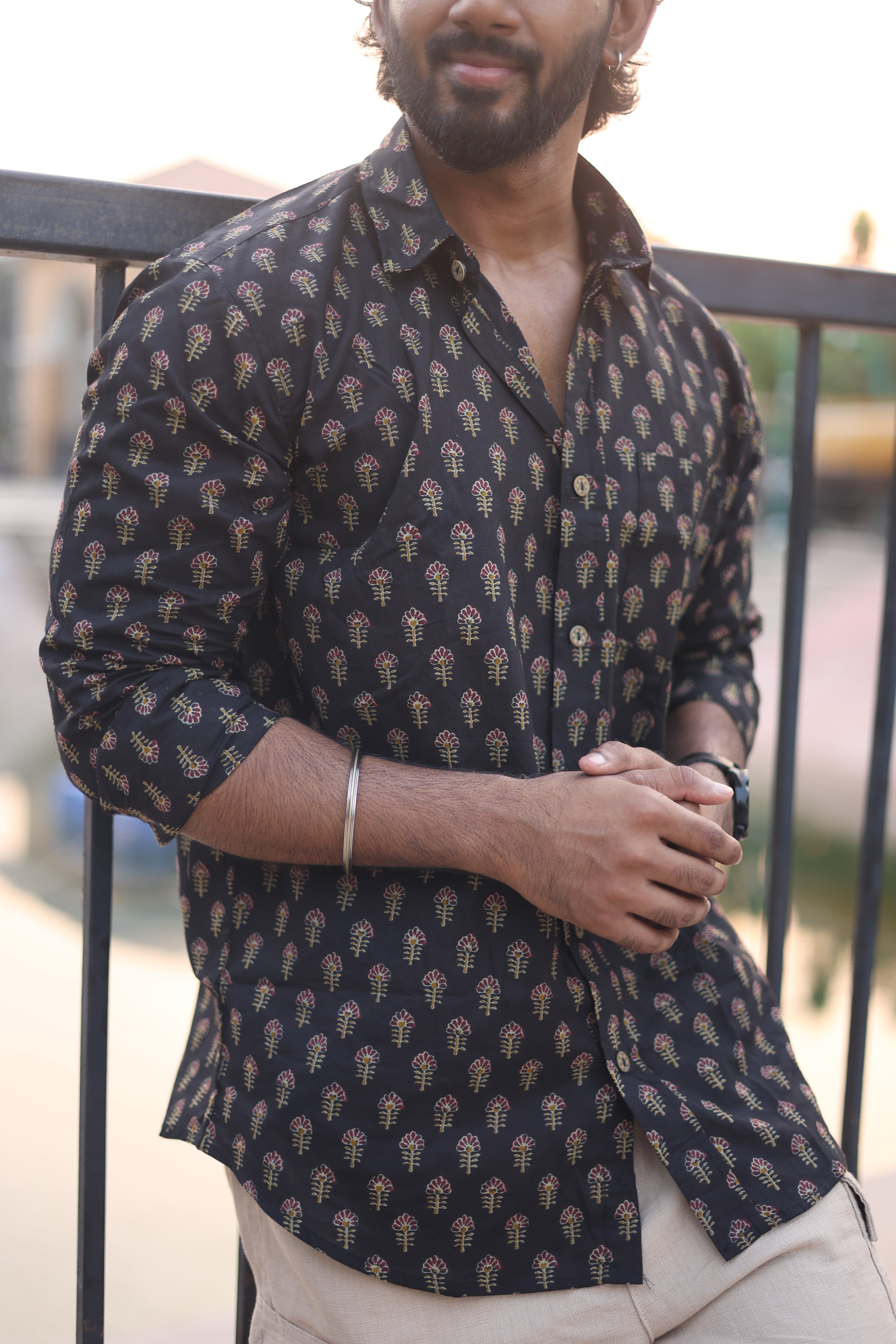 Black Cotton printed shirt