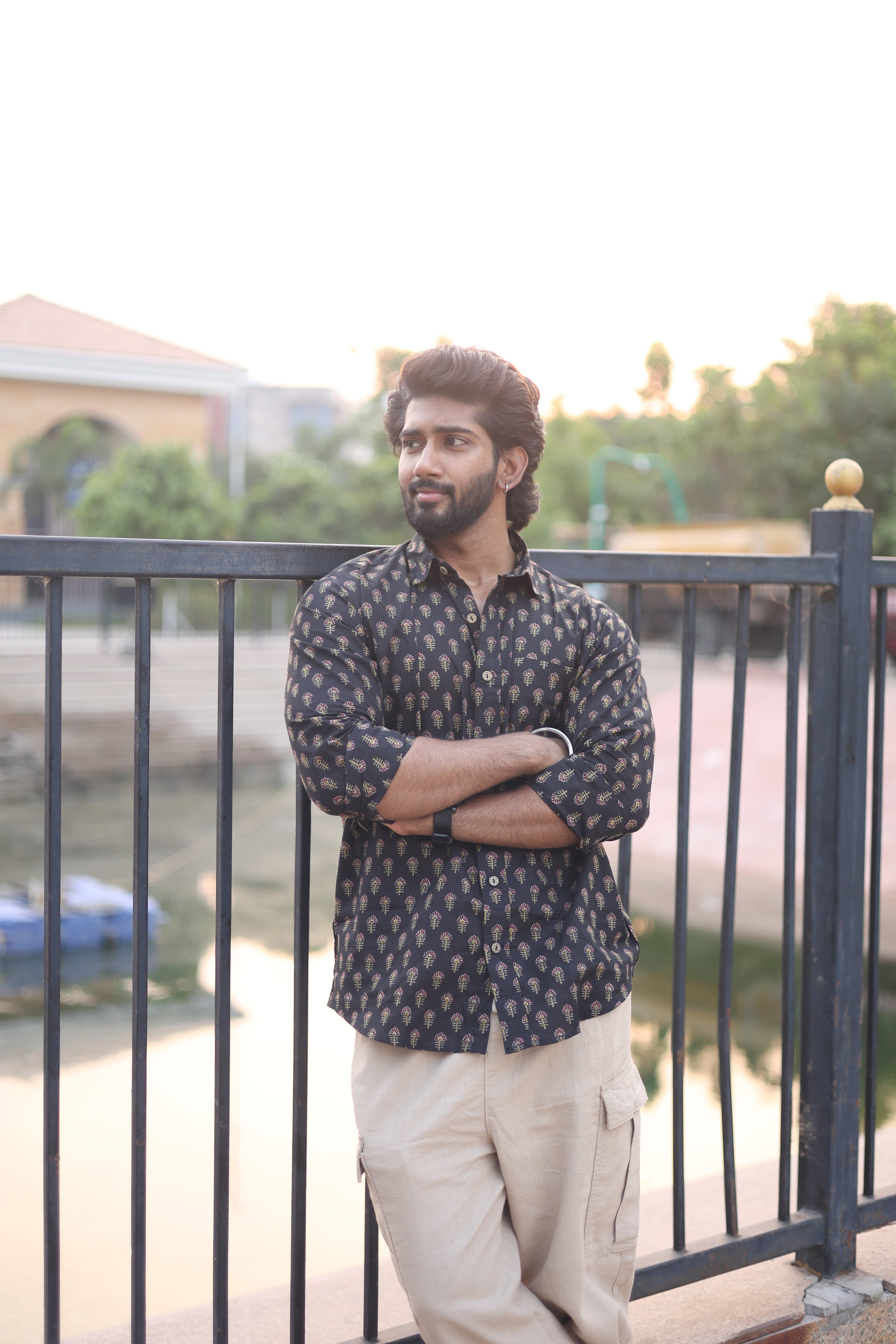 Black Cotton printed shirt