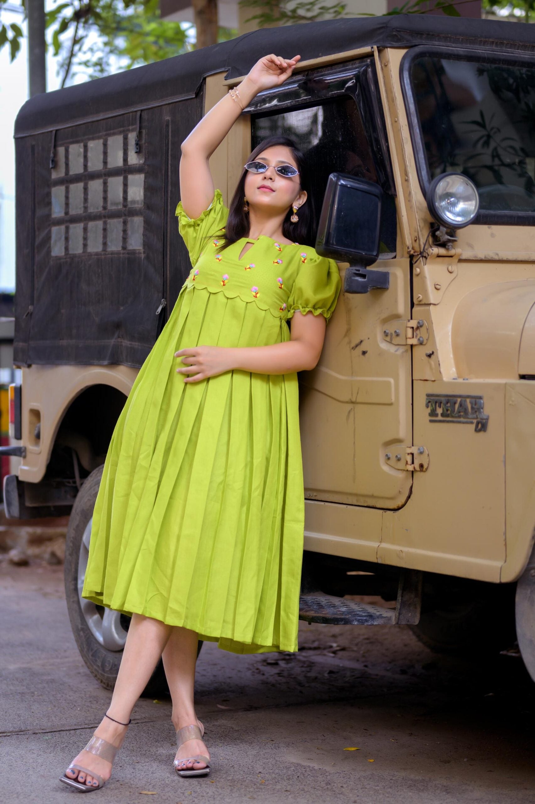 Stylish Green Rayon Top