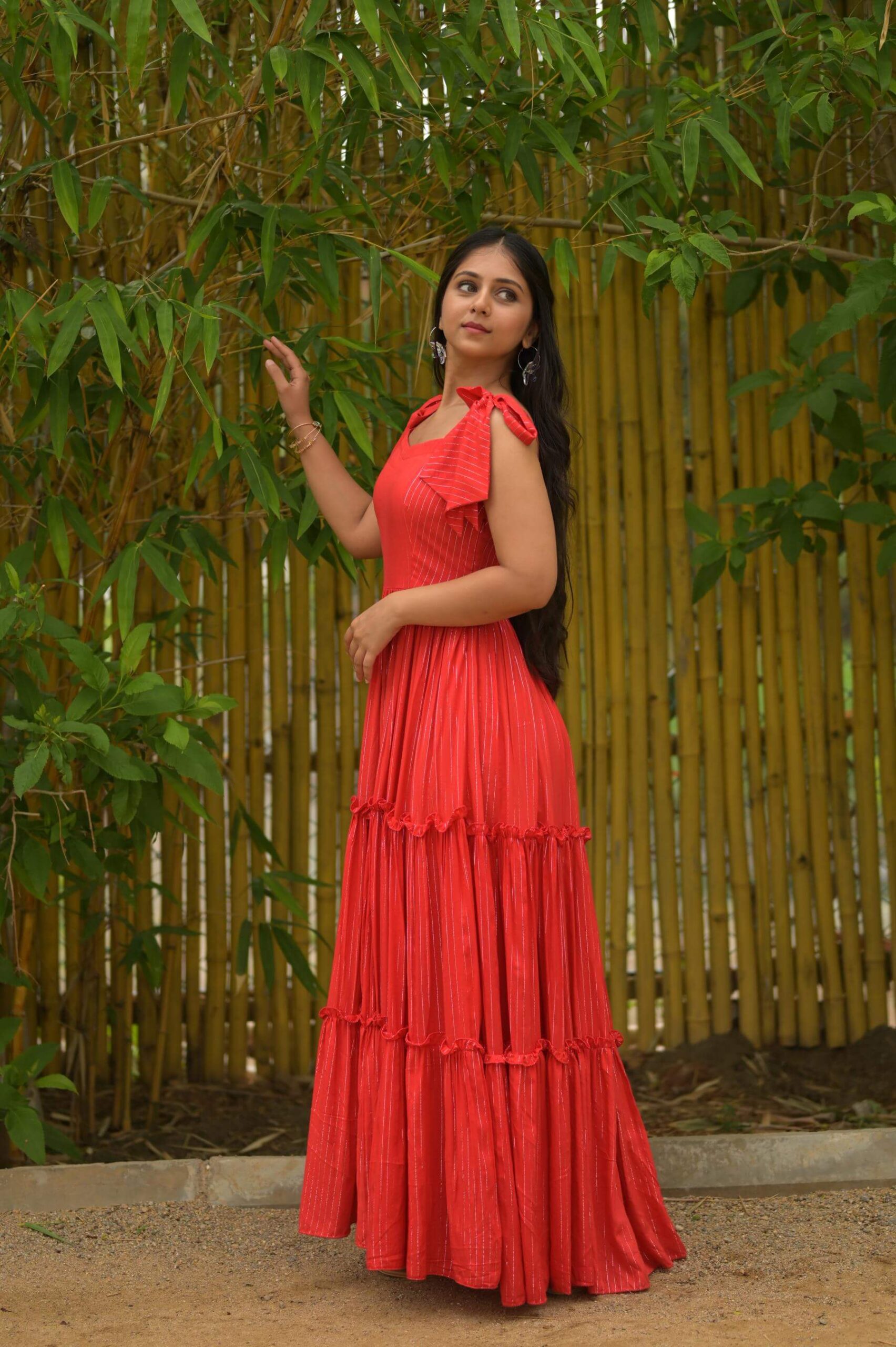 Vibrant Red Soft Cotton Dress