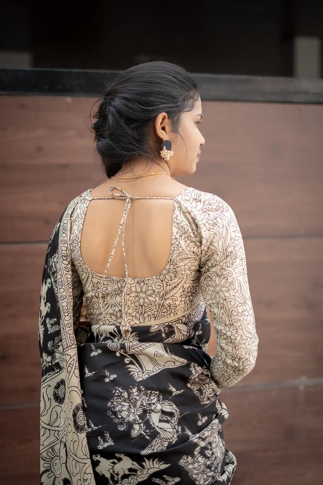 Black Chennuri silk Kalamkari saree