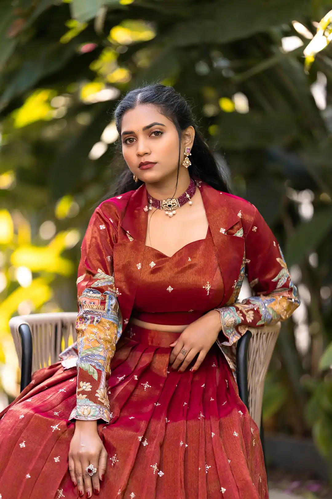 Rajwadi tissue lehanga