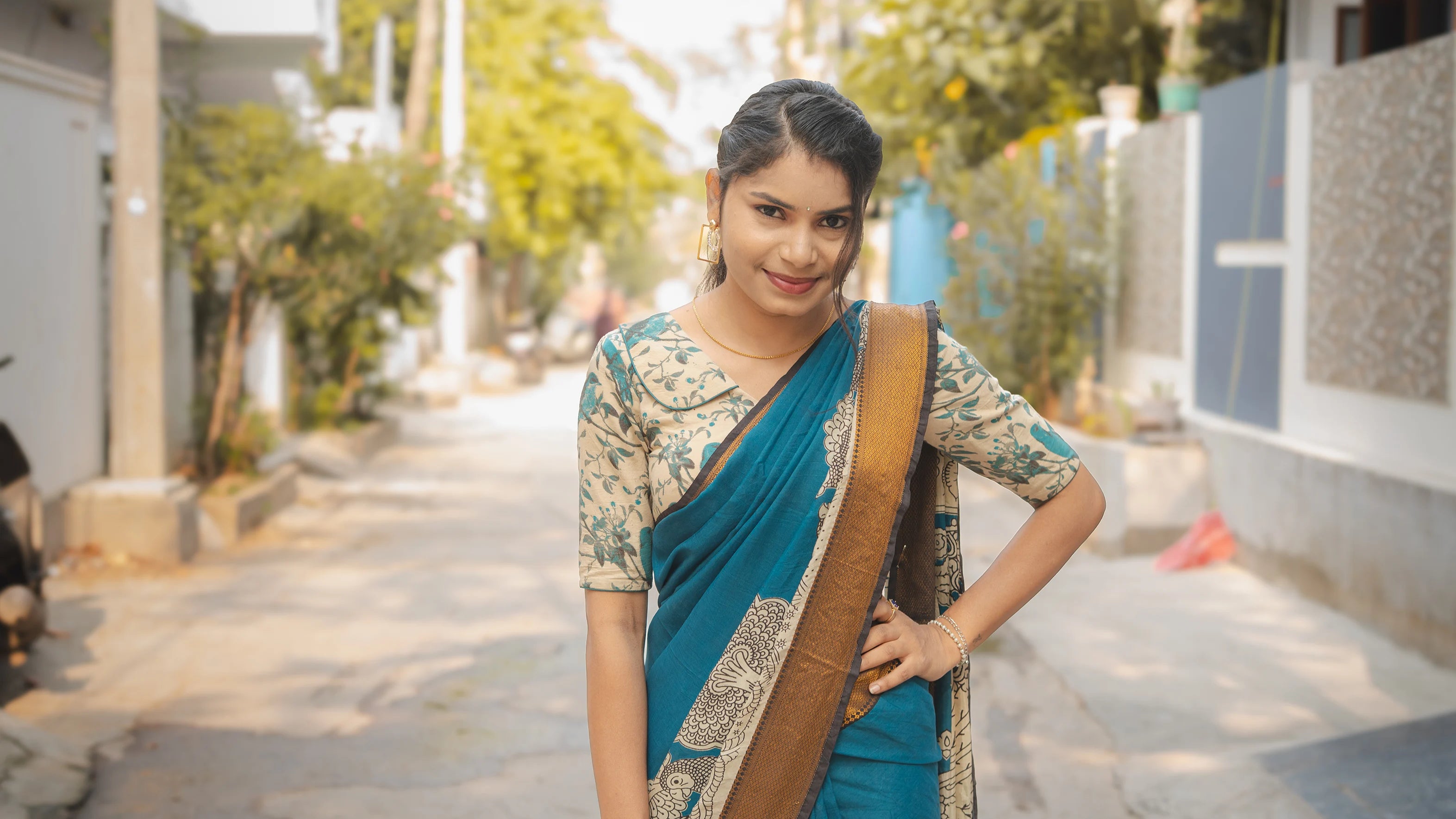 Blue Kalamkari Saree