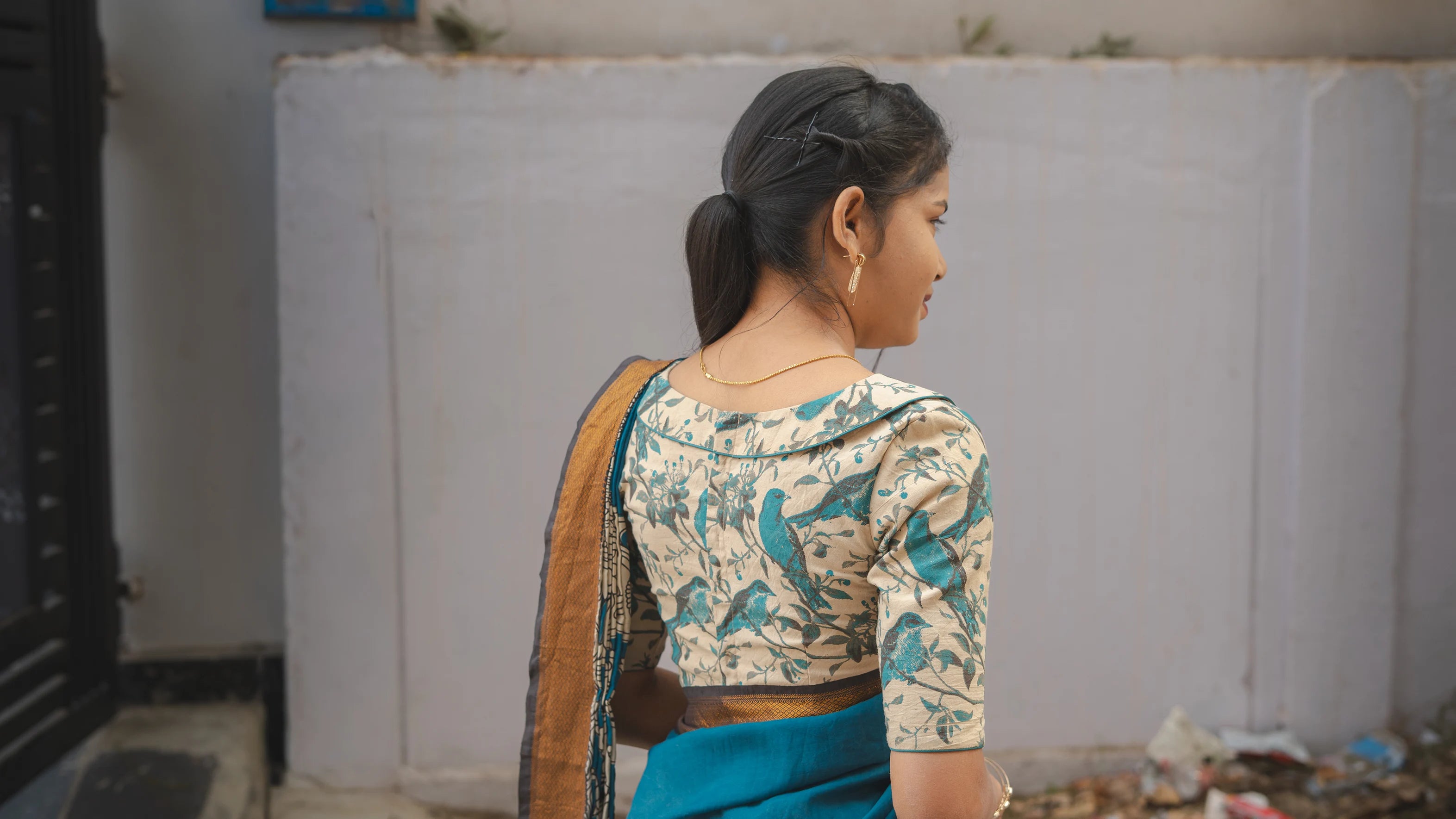 Blue Kalamkari Saree