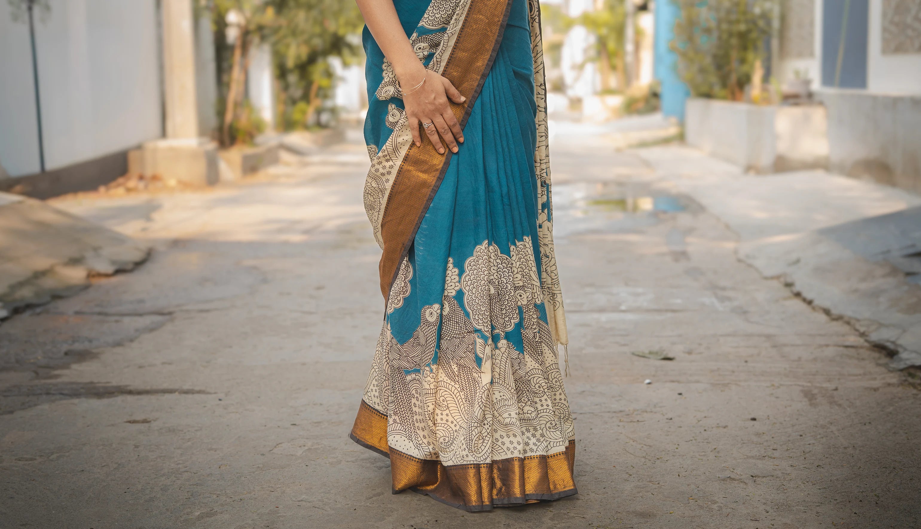 Blue Kalamkari Saree