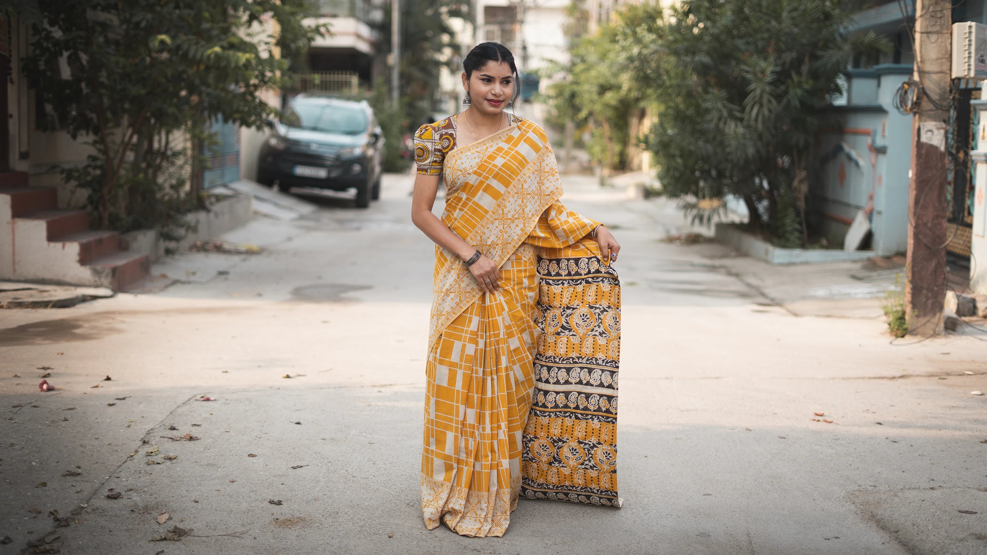 Yellow Soft Cotton Saree