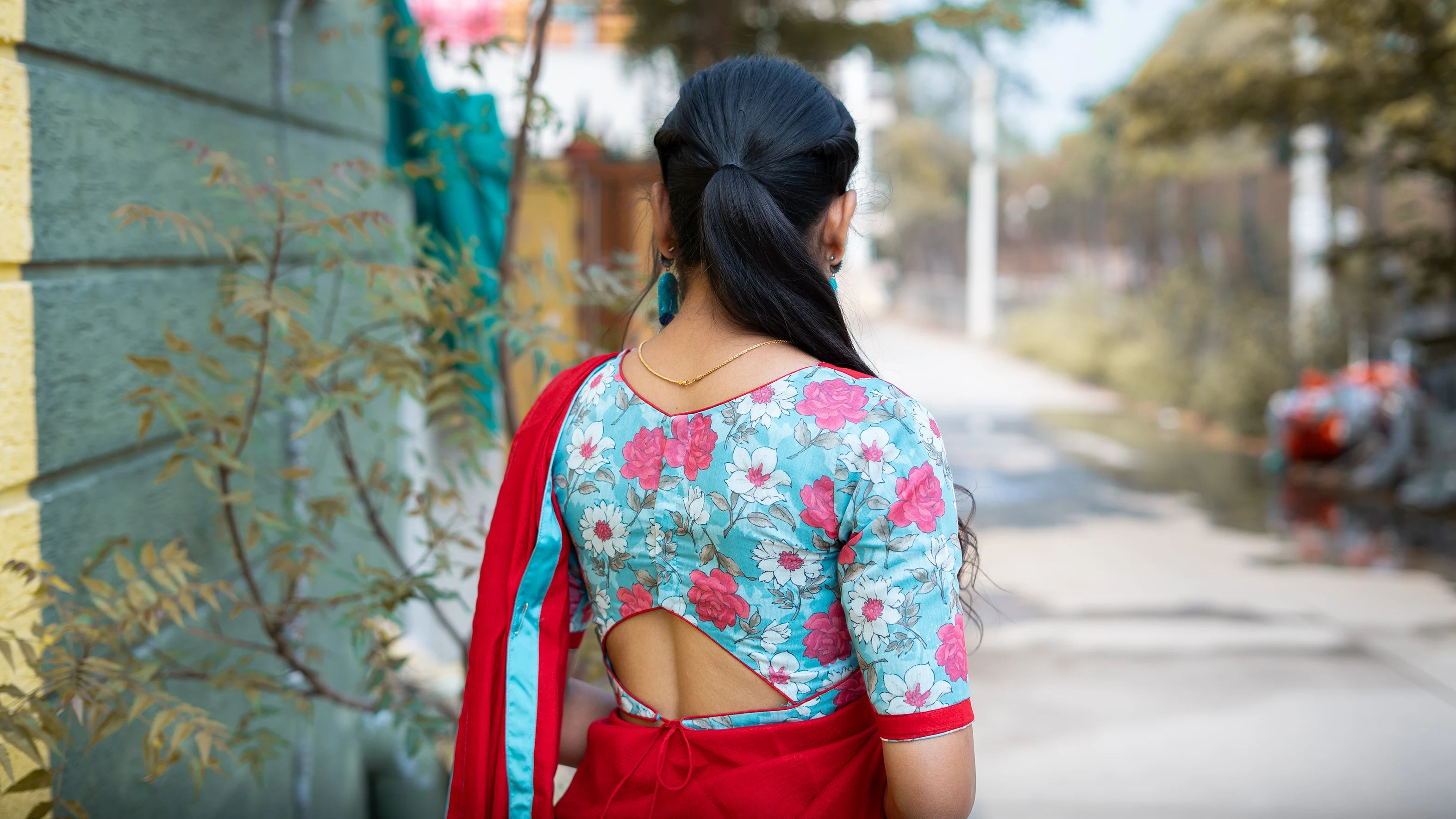 Red Vichitra silk saree