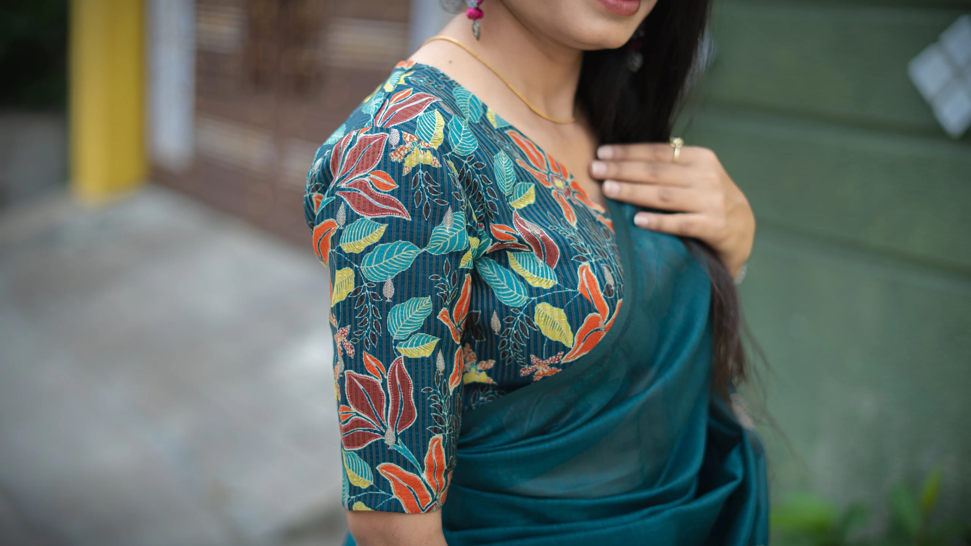Chanderi knots work saree
