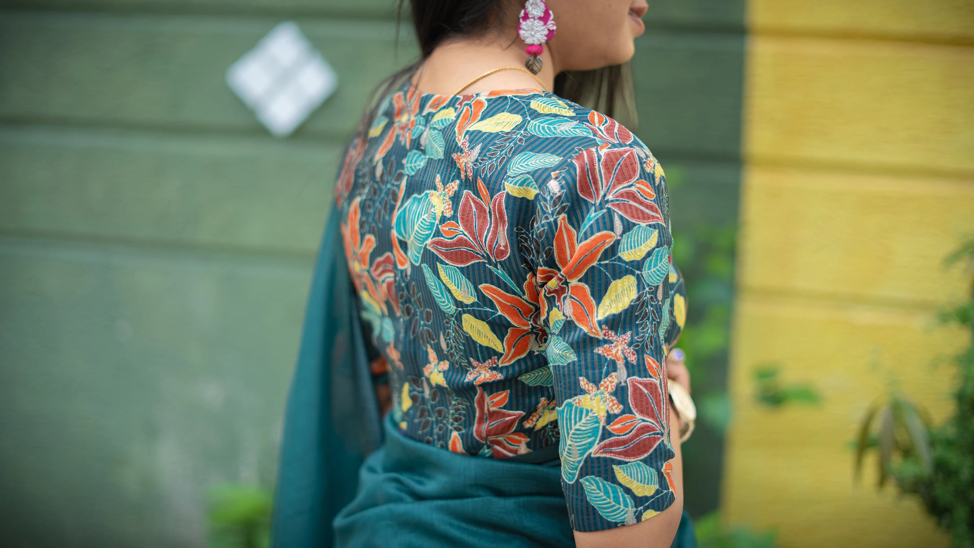 Chanderi knots work saree