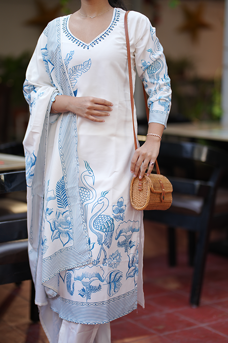 Rayon Cotton Printed Kurti Set