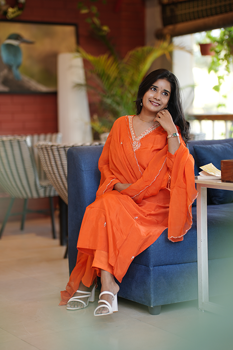 Russian Silk Top With Viscos Organza Dupatta