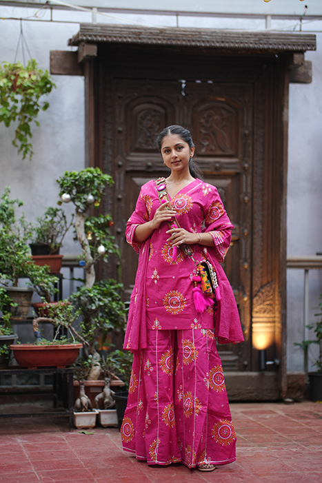 Cotton Sharara Set With Kota Dupatta