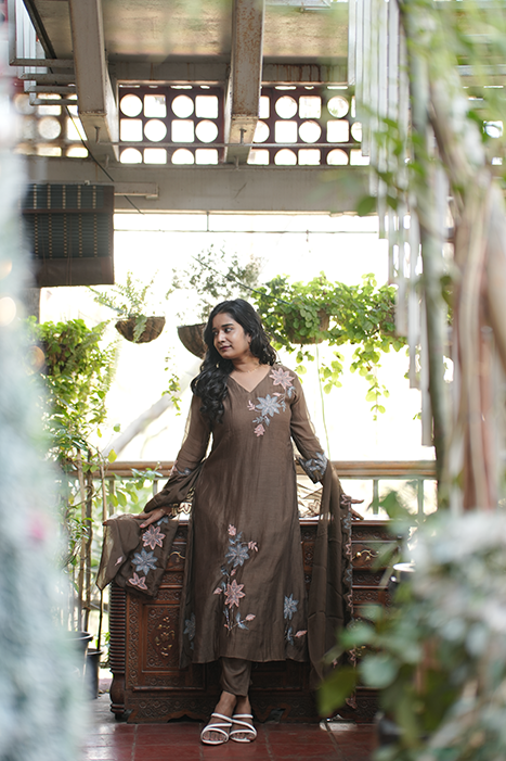 Pure Mul Chanderi Anarkali Suit