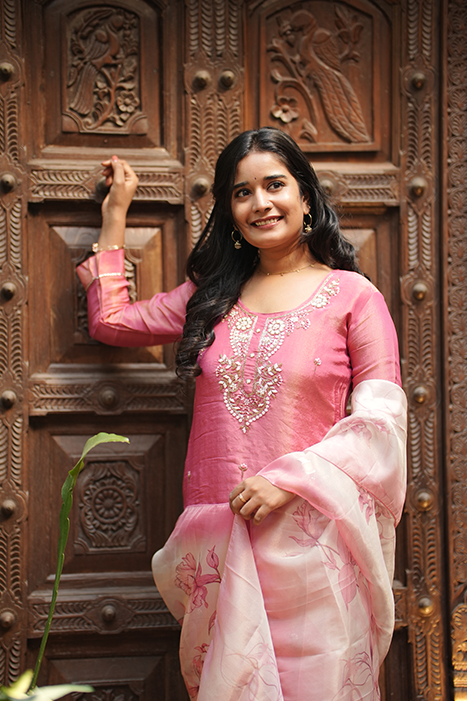 Tissue Kurta Set with Organza Dupatta