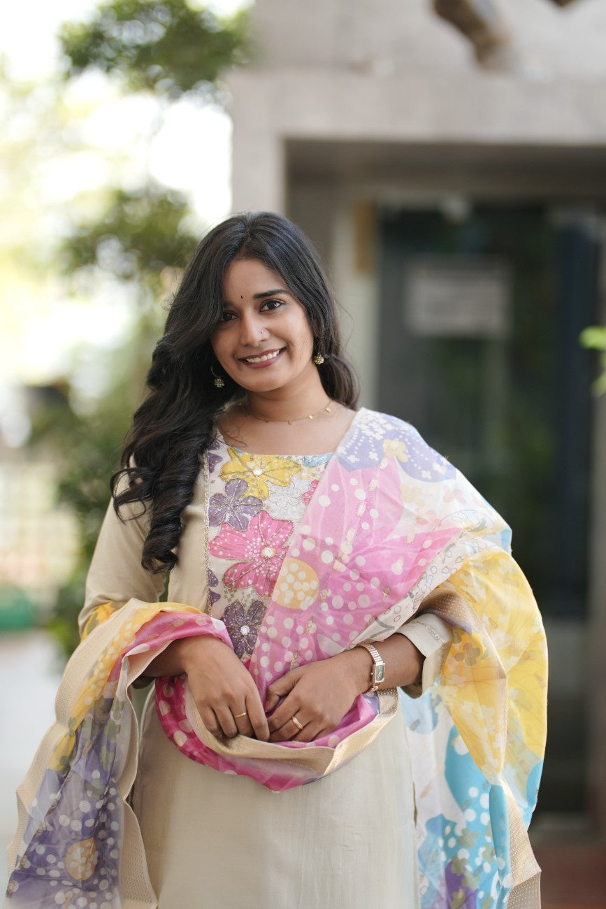 Roman silk with Organza Dupatta