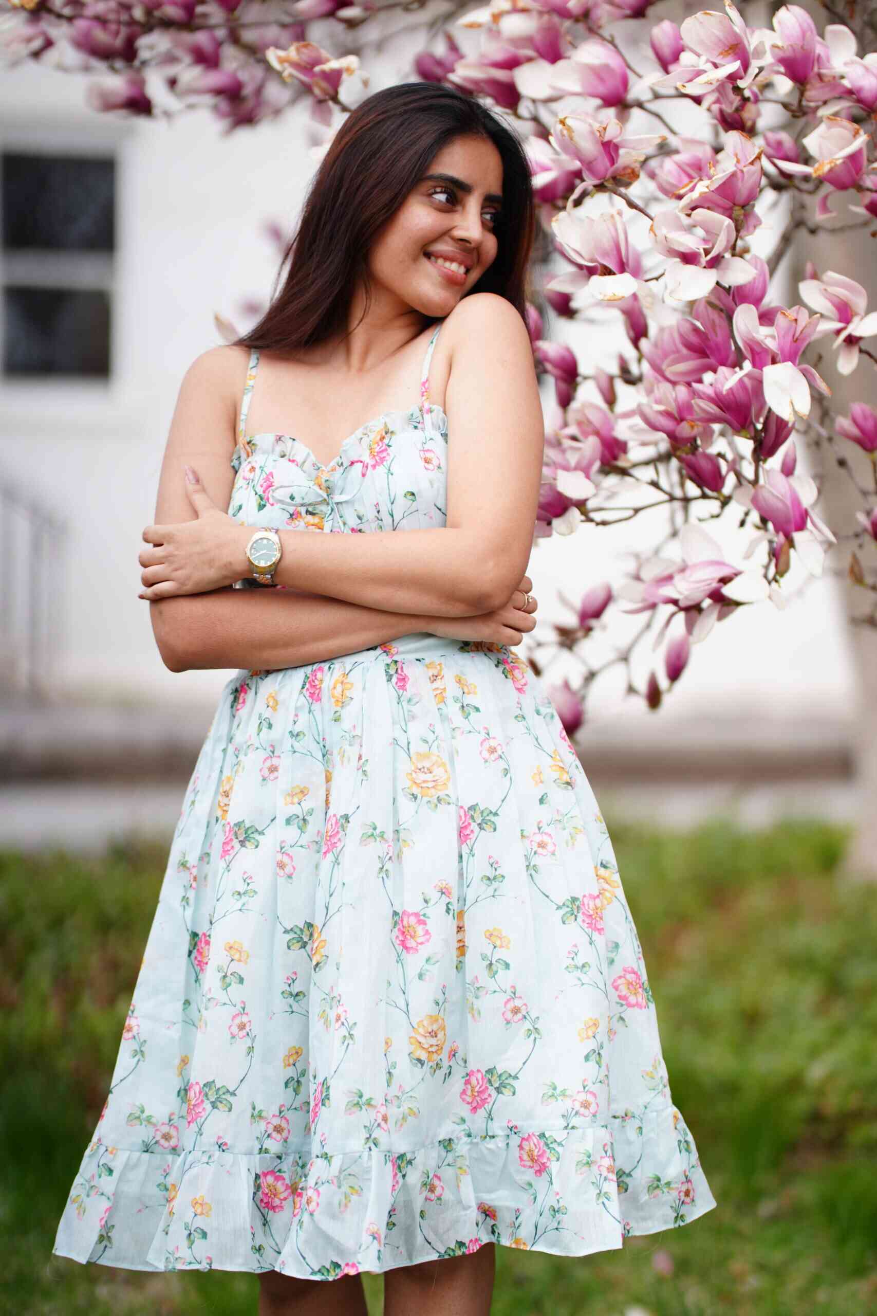 Floral Print Chanderi Frock