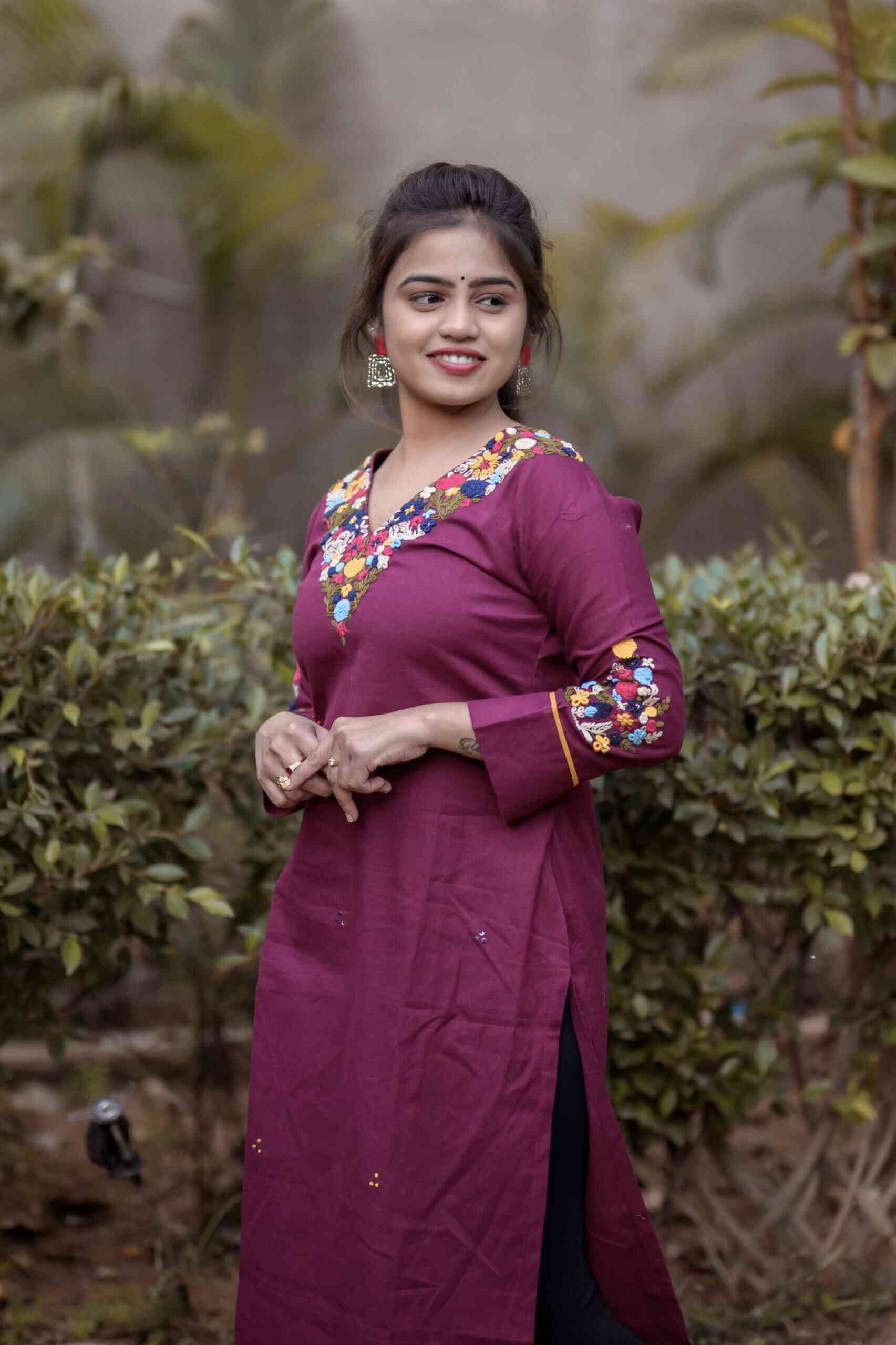 Kurti With Embroidery Design