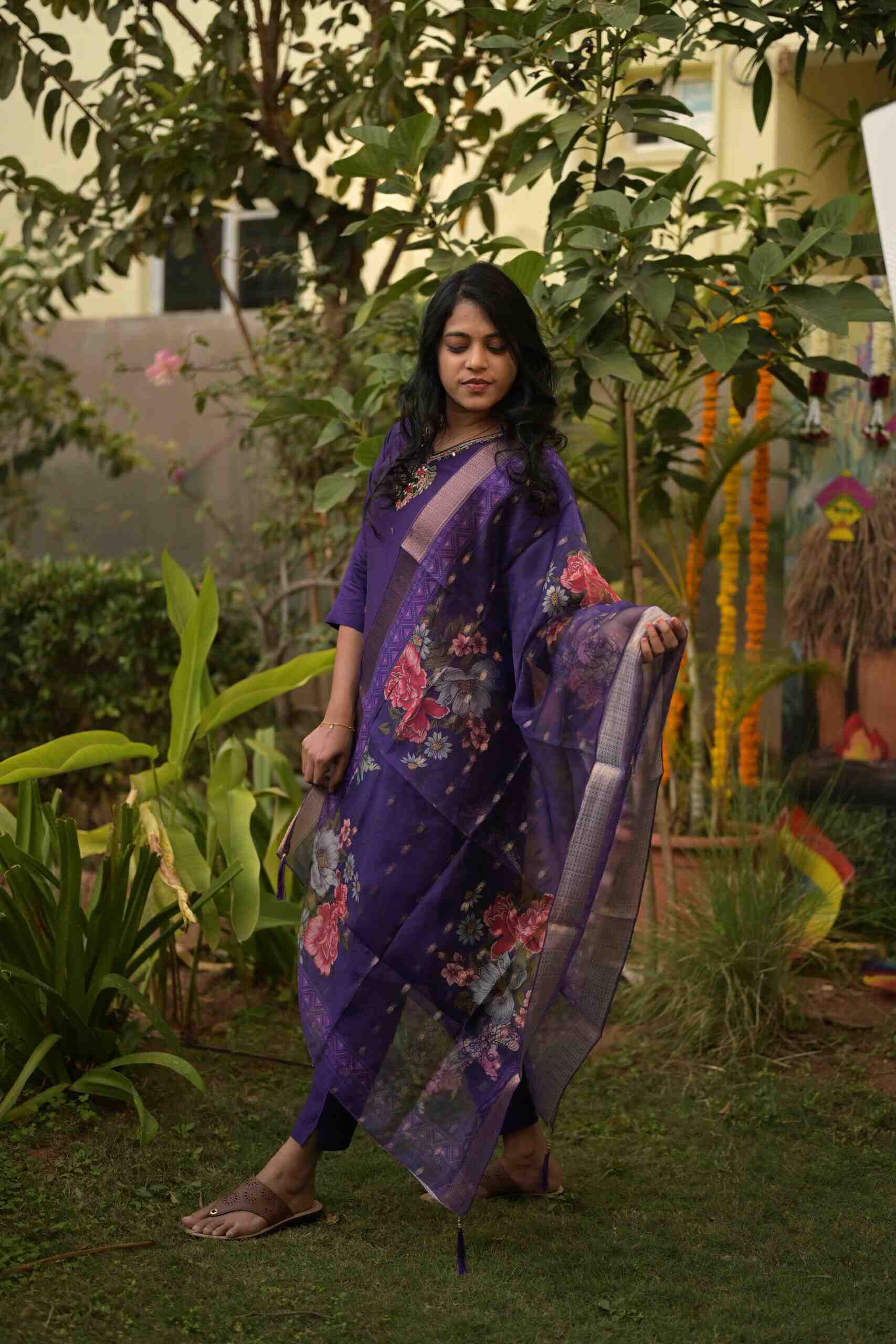 Cotton Silk With Machine Embroidery Kurti Set