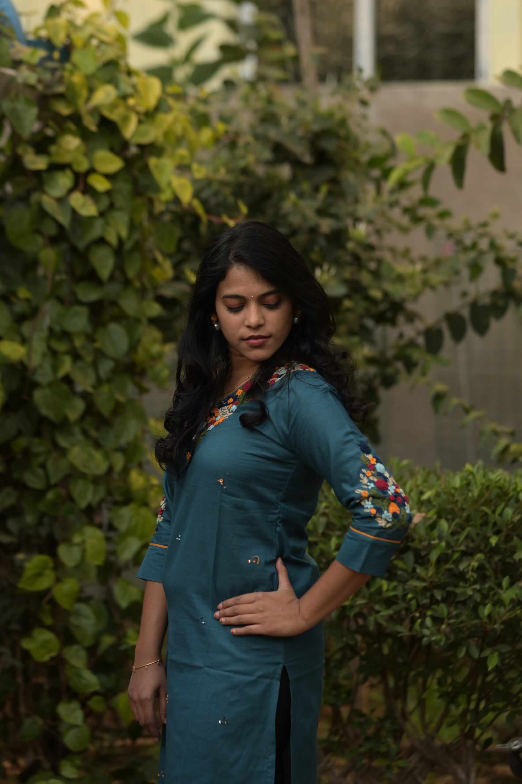 Kurti With Embroidery Design