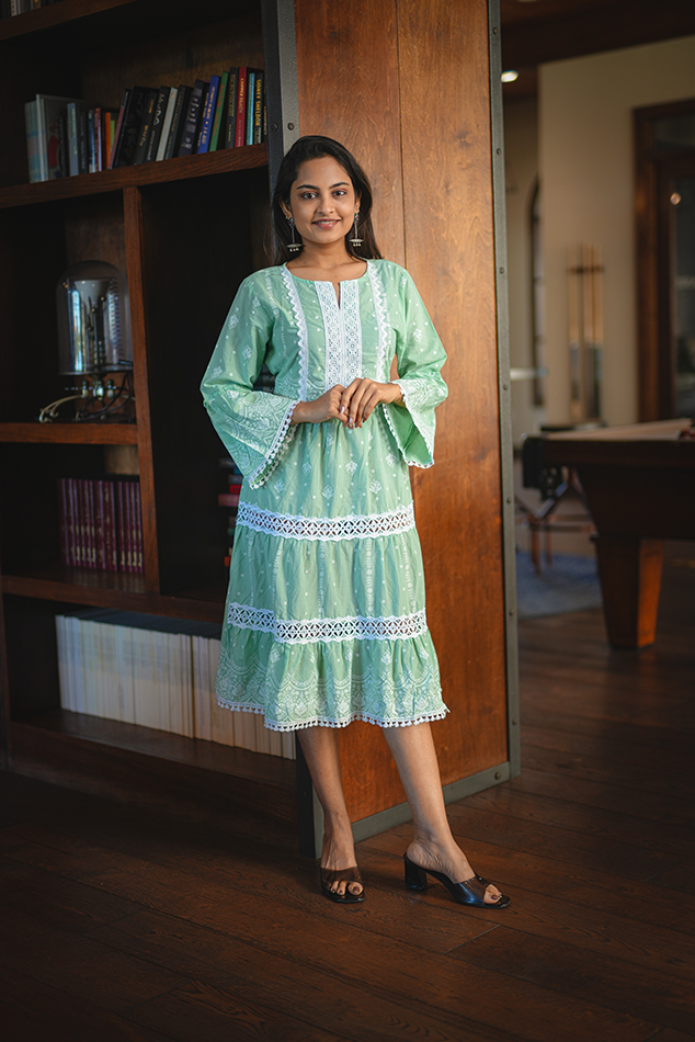 Cotton frocks layered beautifully with cotton lace