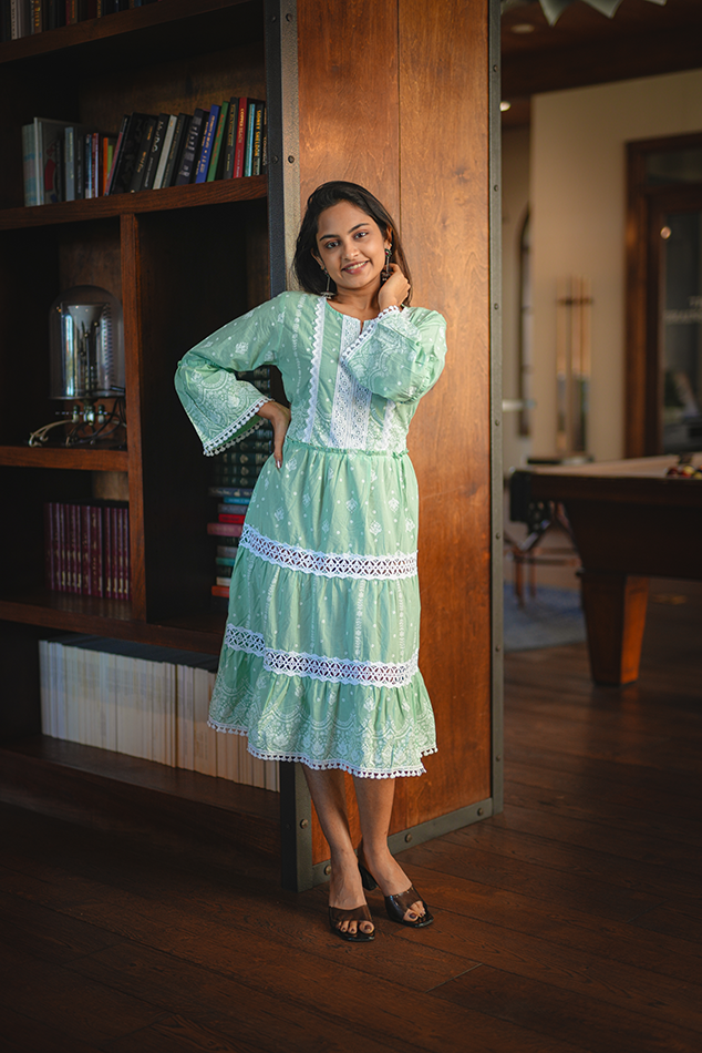 Cotton frocks layered beautifully with cotton lace