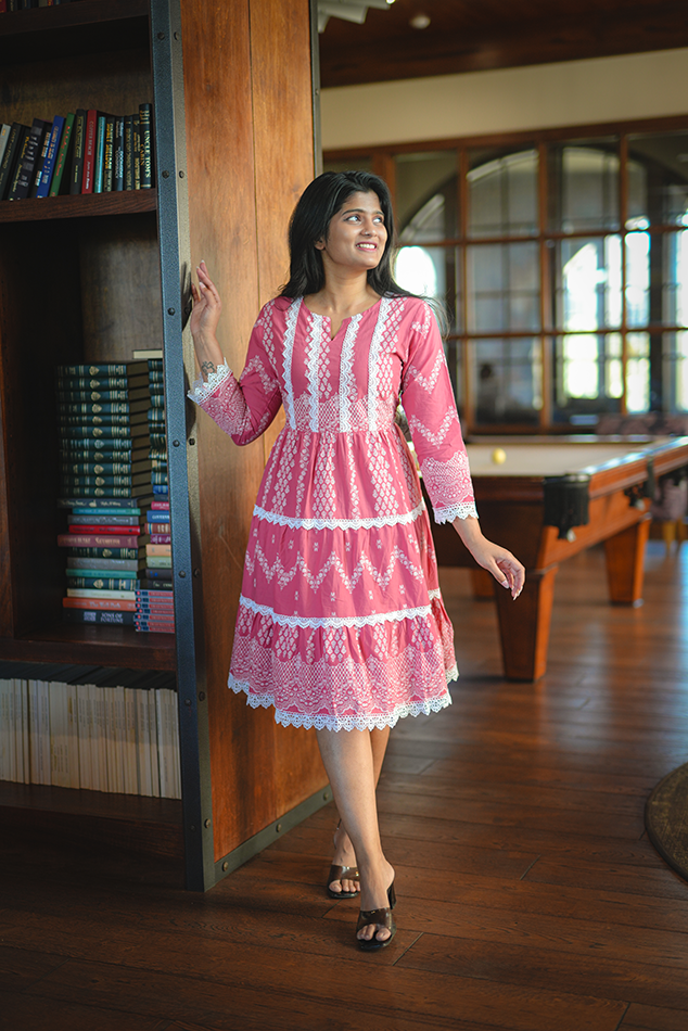 Cotton frocks layered beautifully with cotton lace