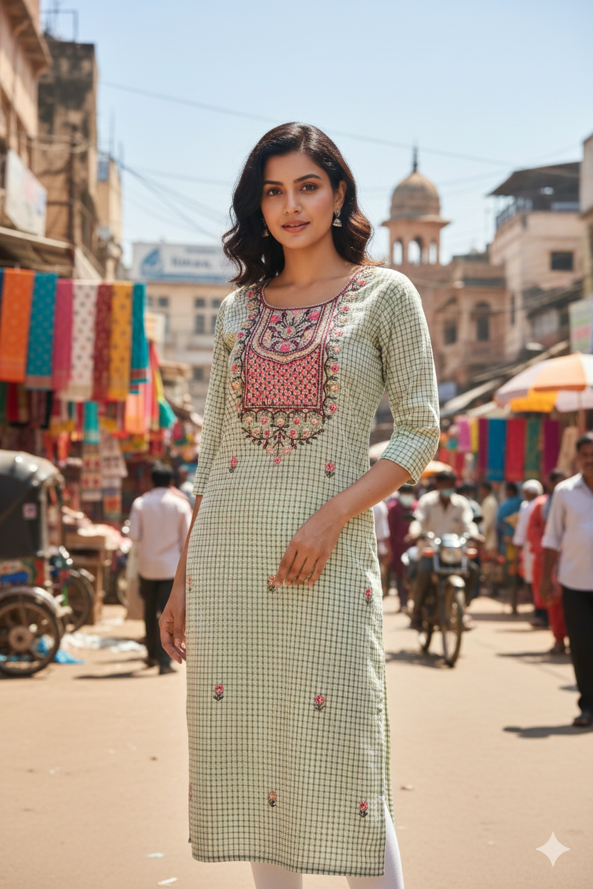 Organic Cotton Kurti With Embroidery