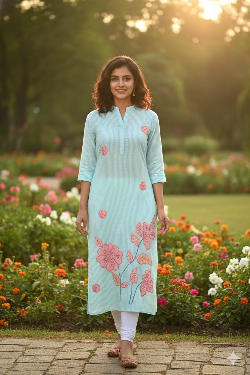Organic Cotton Kurti with Appliqué Work