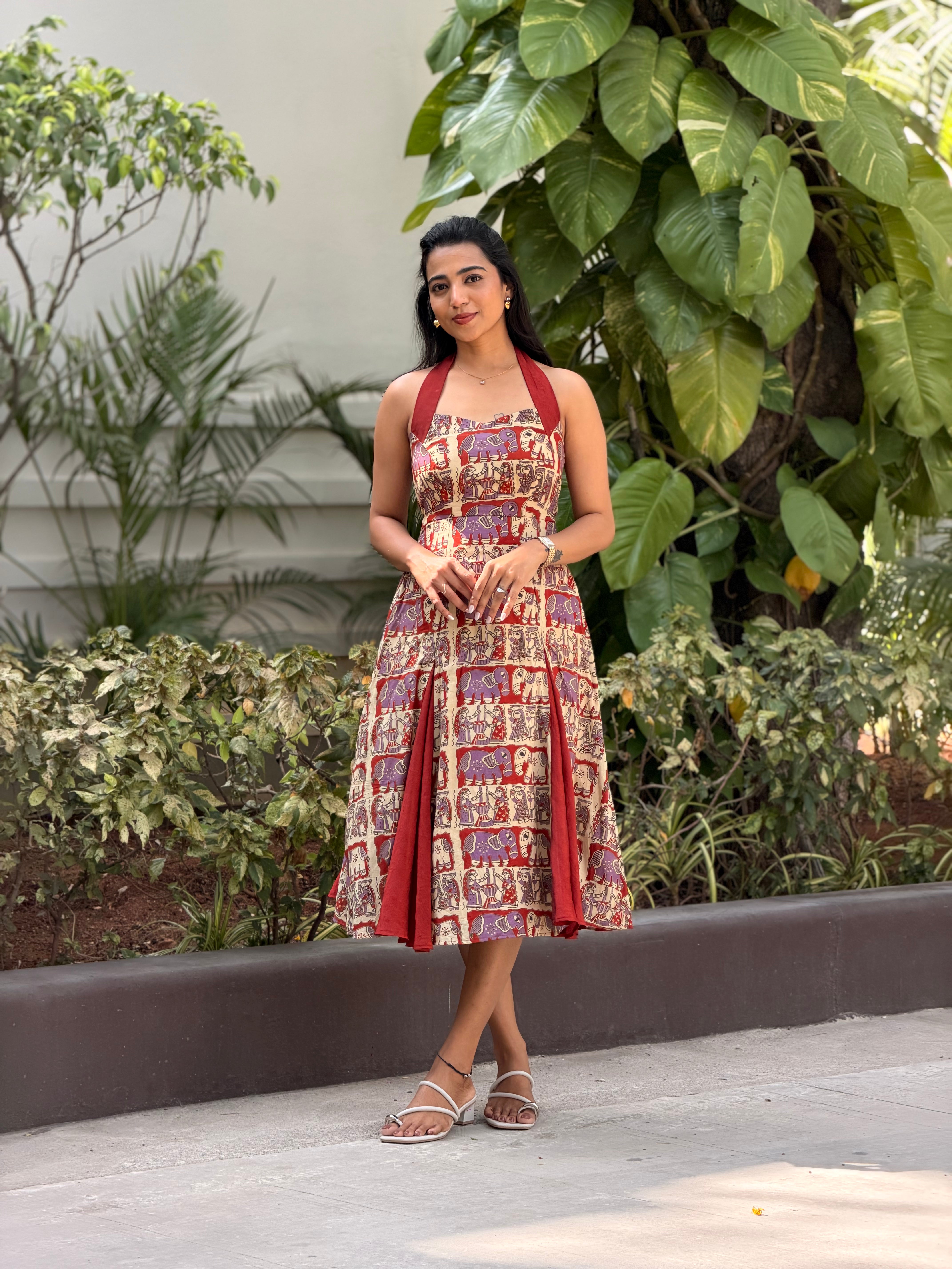 Kalamkari Cotton & Vichitra Silk Frock