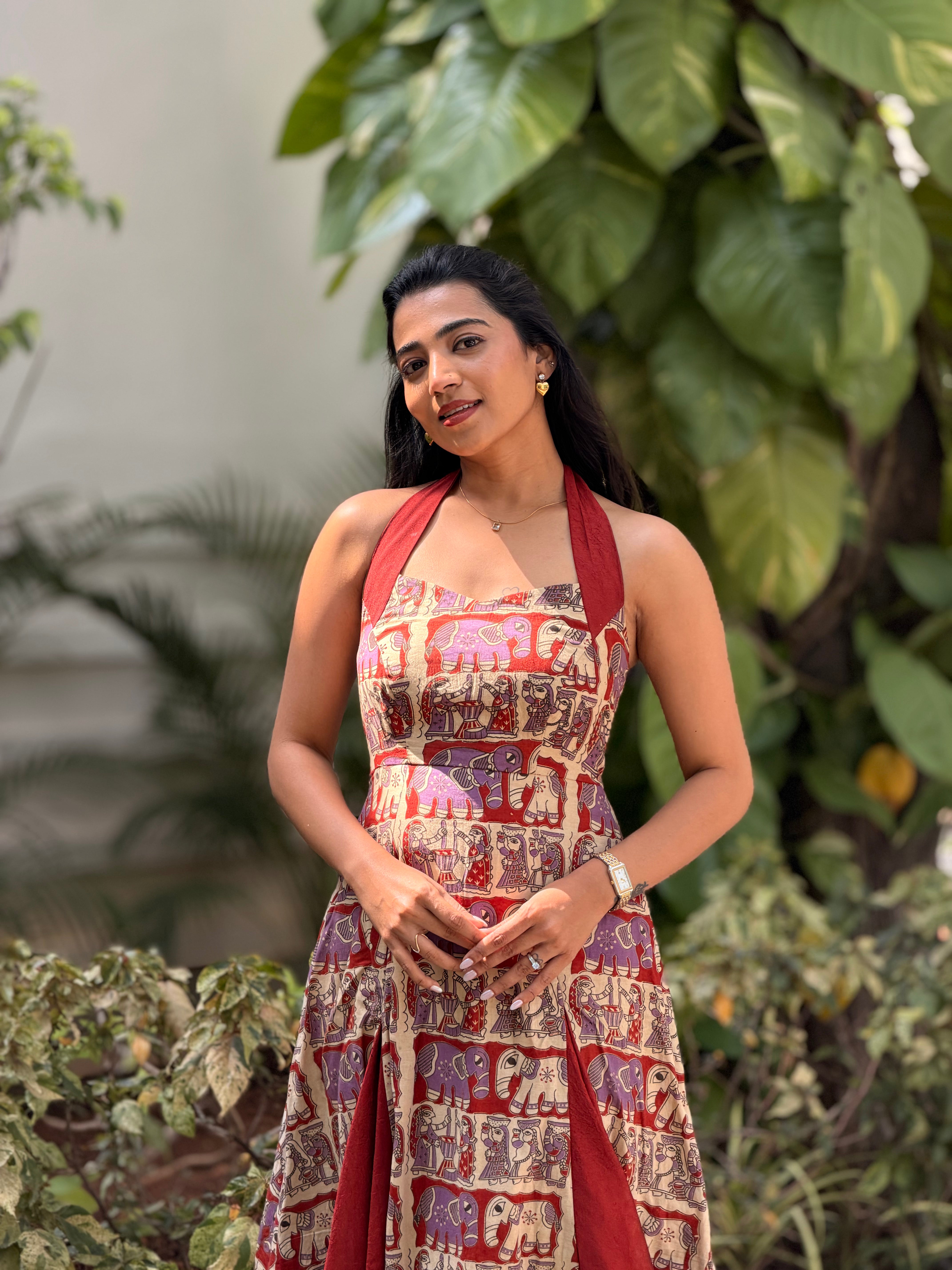 Kalamkari Cotton & Vichitra Silk Frock