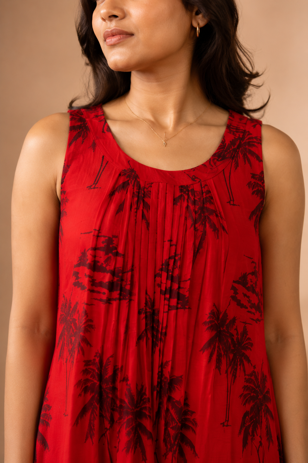 Red Chinnon Wrinkle Maxi Frock