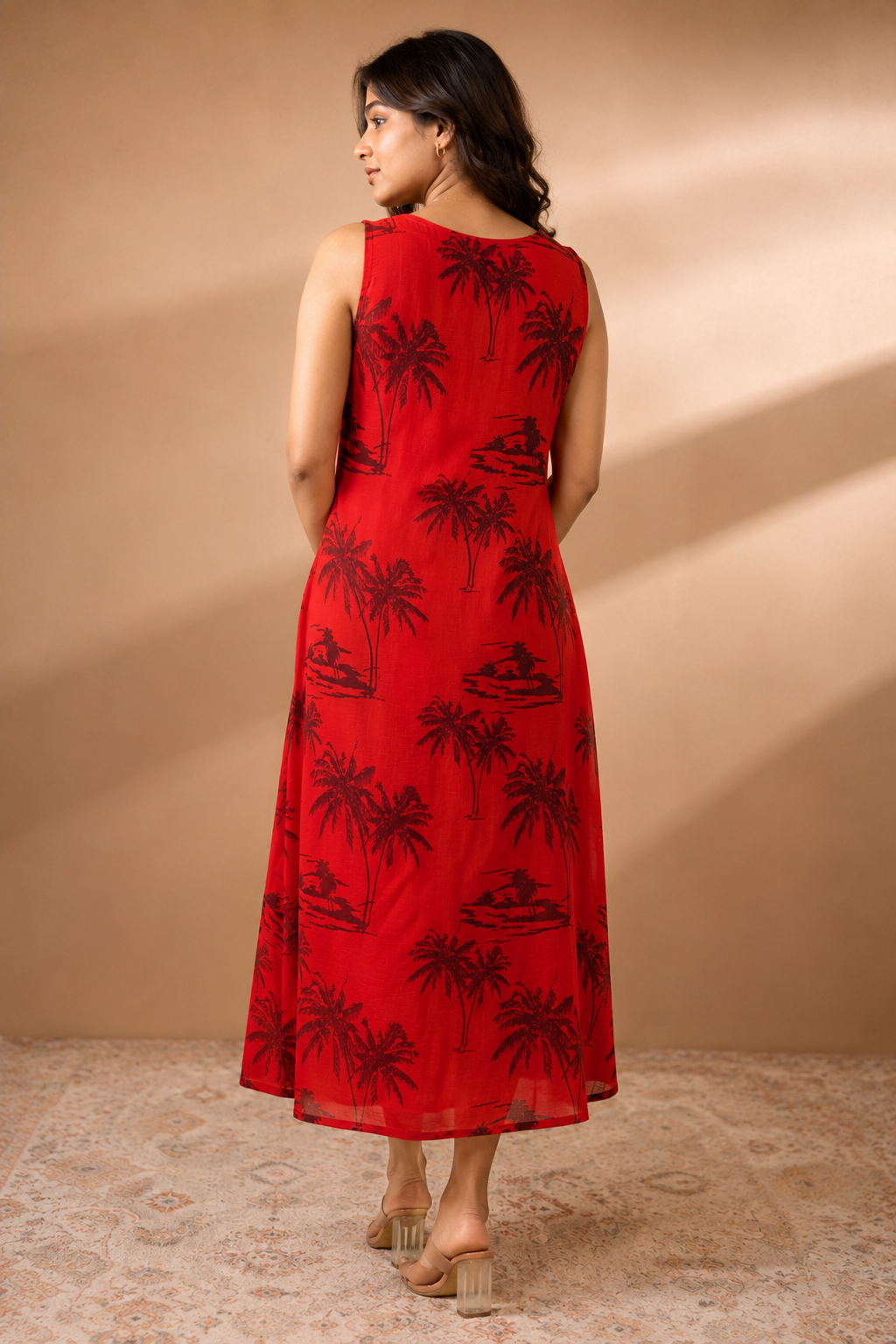 Red Chinnon Wrinkle Maxi Frock