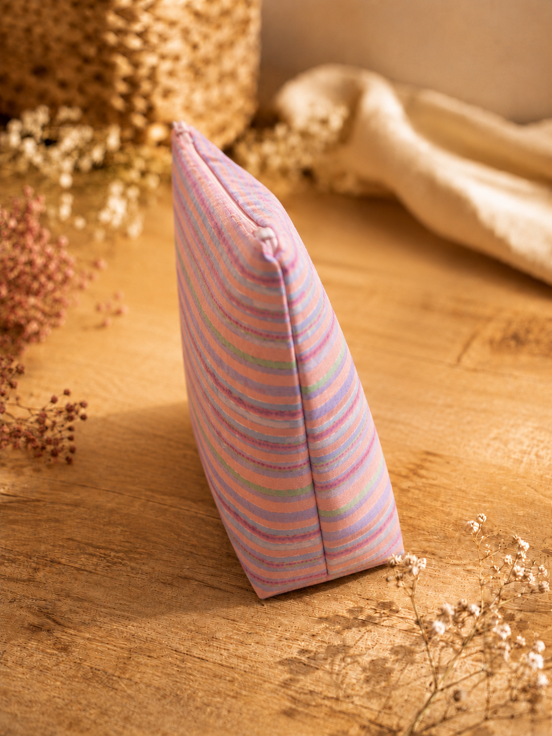 Pastel Horizontal Striped Skincare & Makeup Pouch
