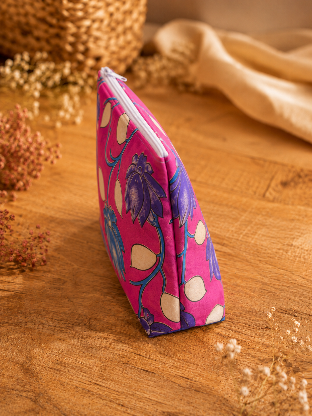 Kalamkari Large Floral Skincare & Makeup Pouch