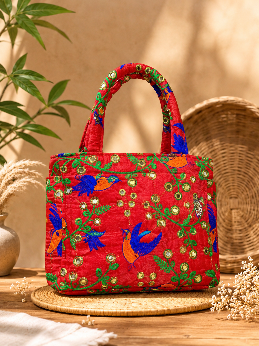 Rich Machine Embroidered & Mirror Work Hand Purse