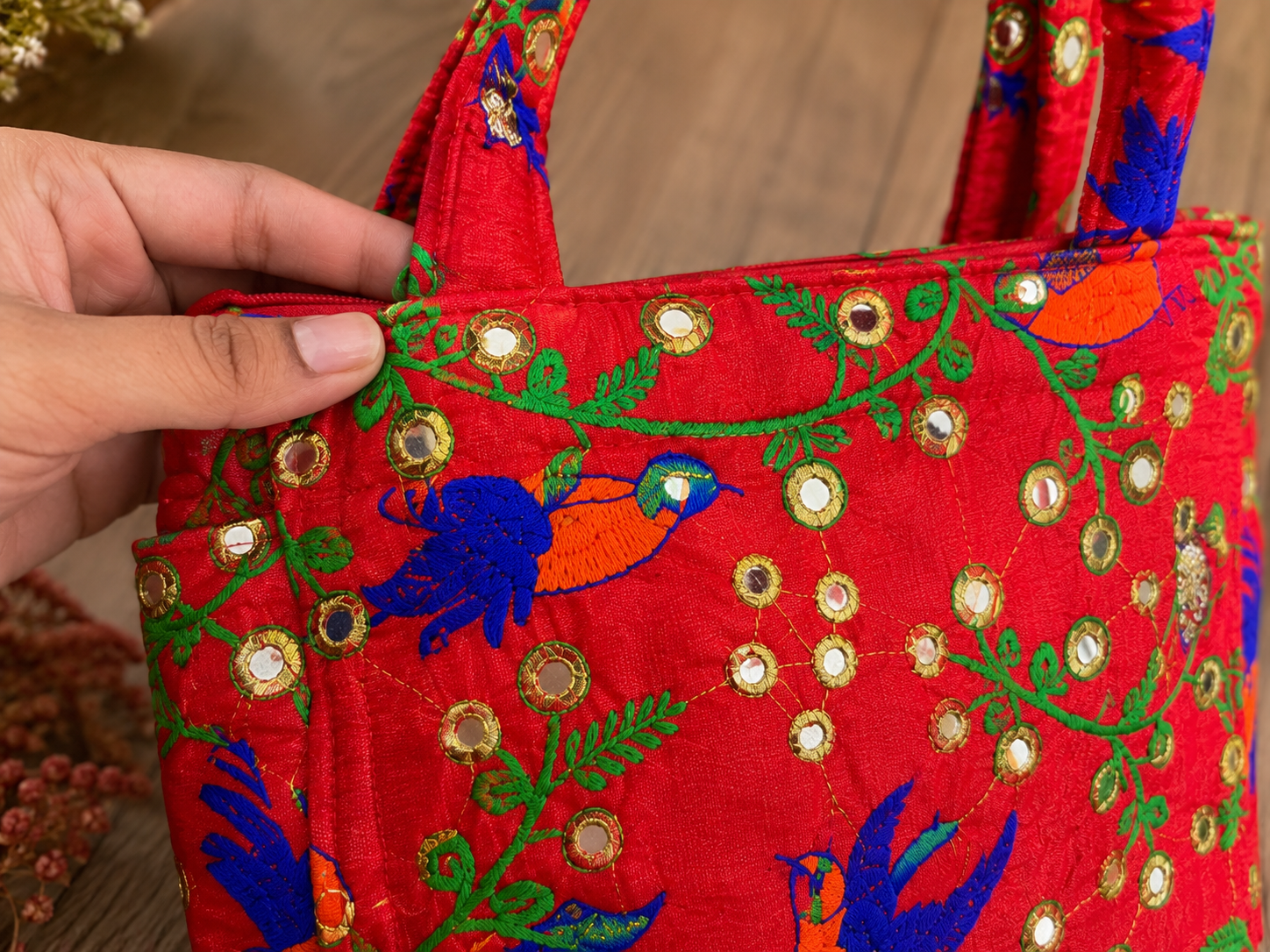 Rich Machine Embroidered & Mirror Work Hand Purse