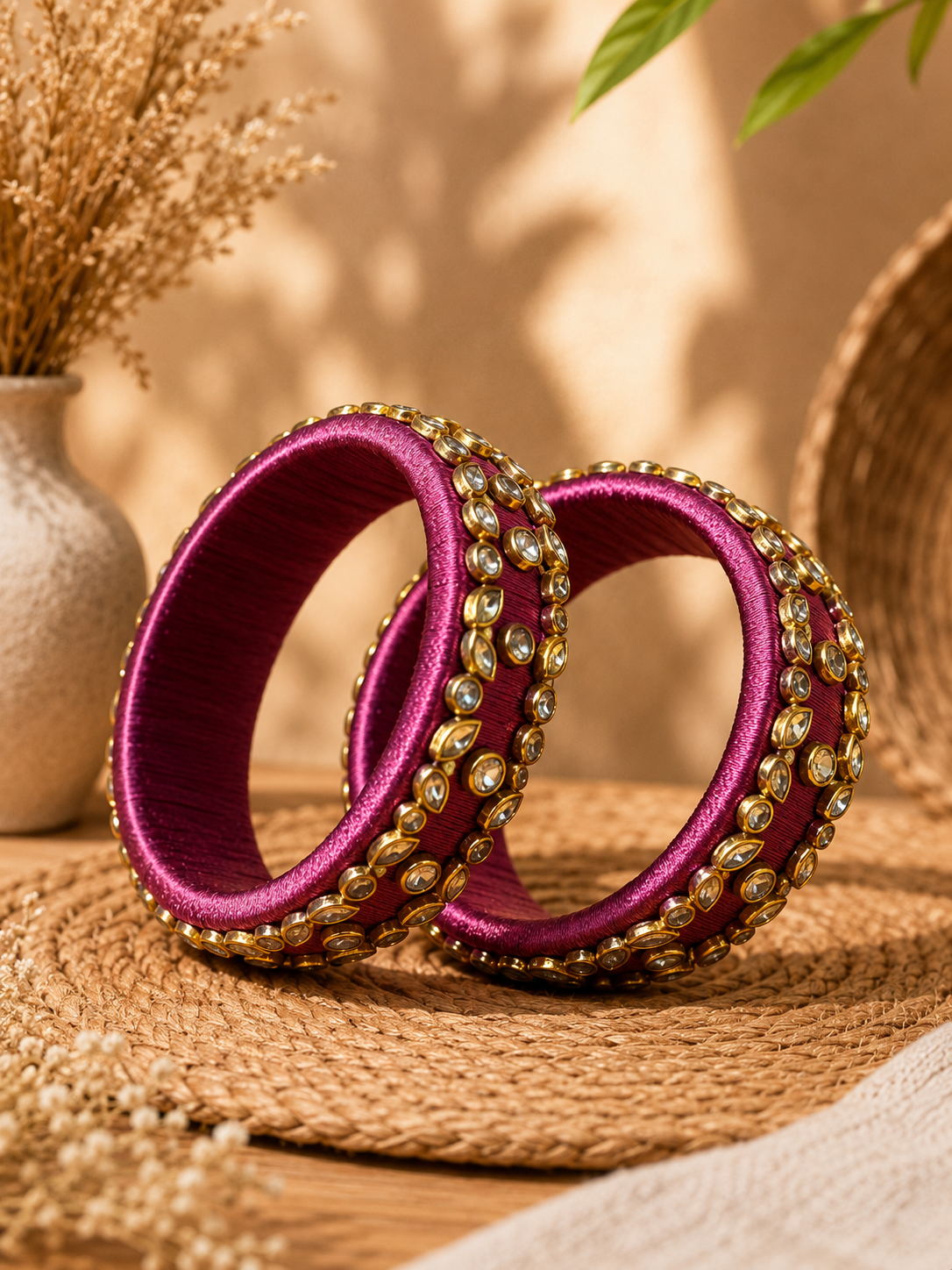 Silk Thread Work Side Bangles