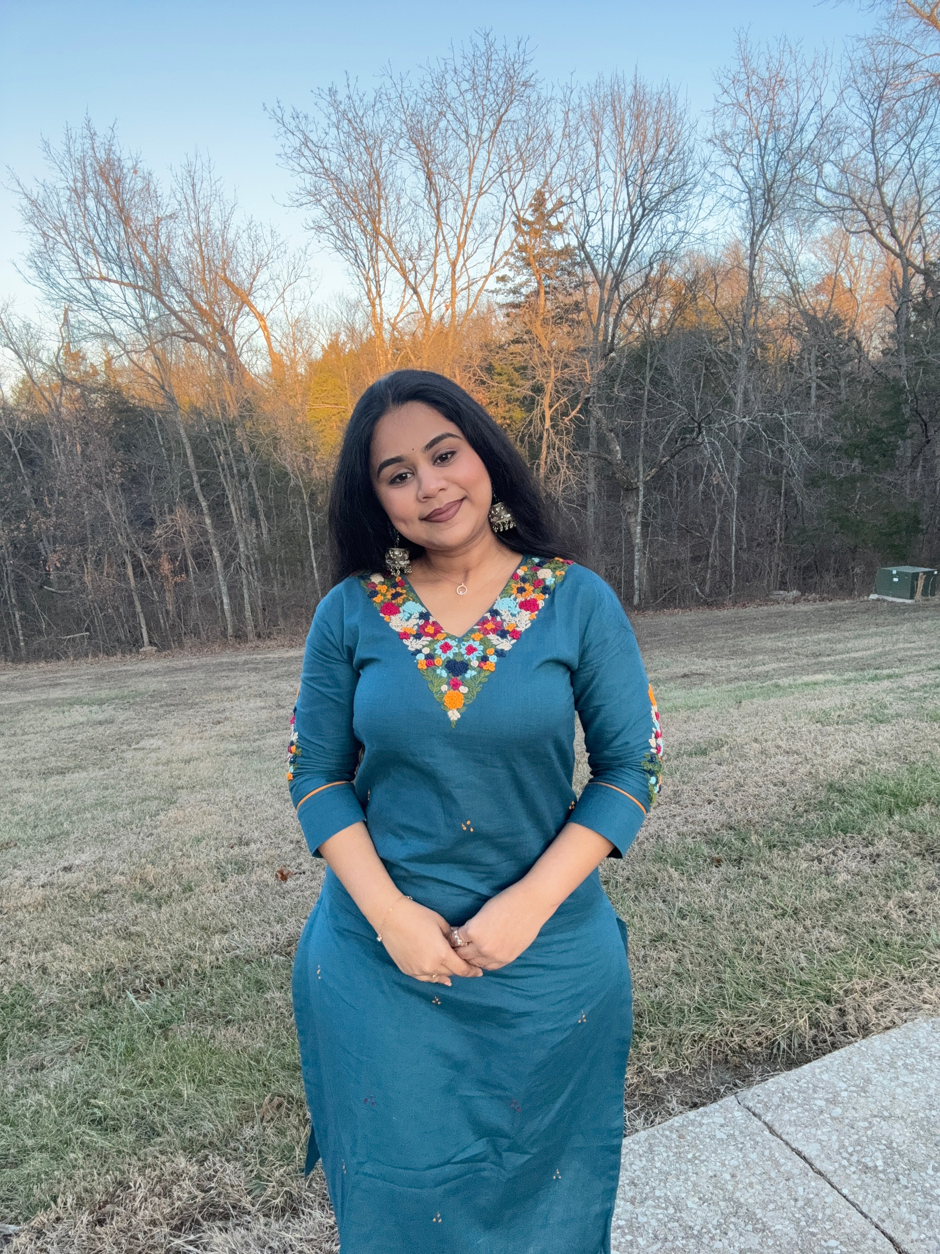 Kurti With Embroidery Design