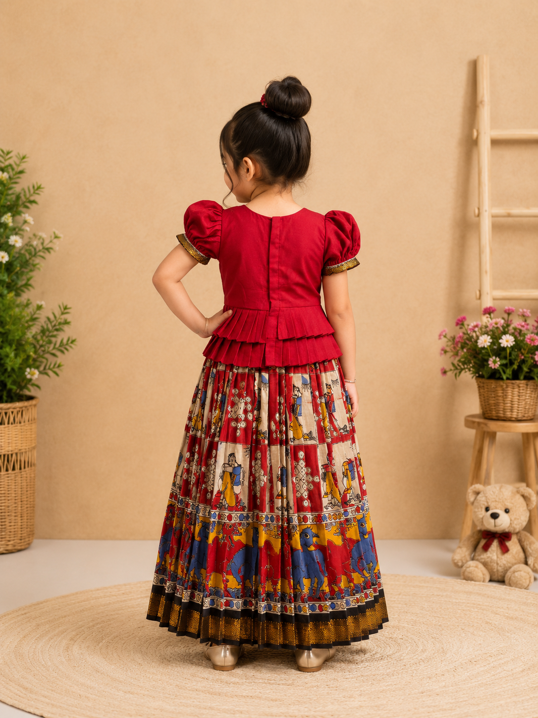 Bapubomma Kalamkari Silk Lehenga Set