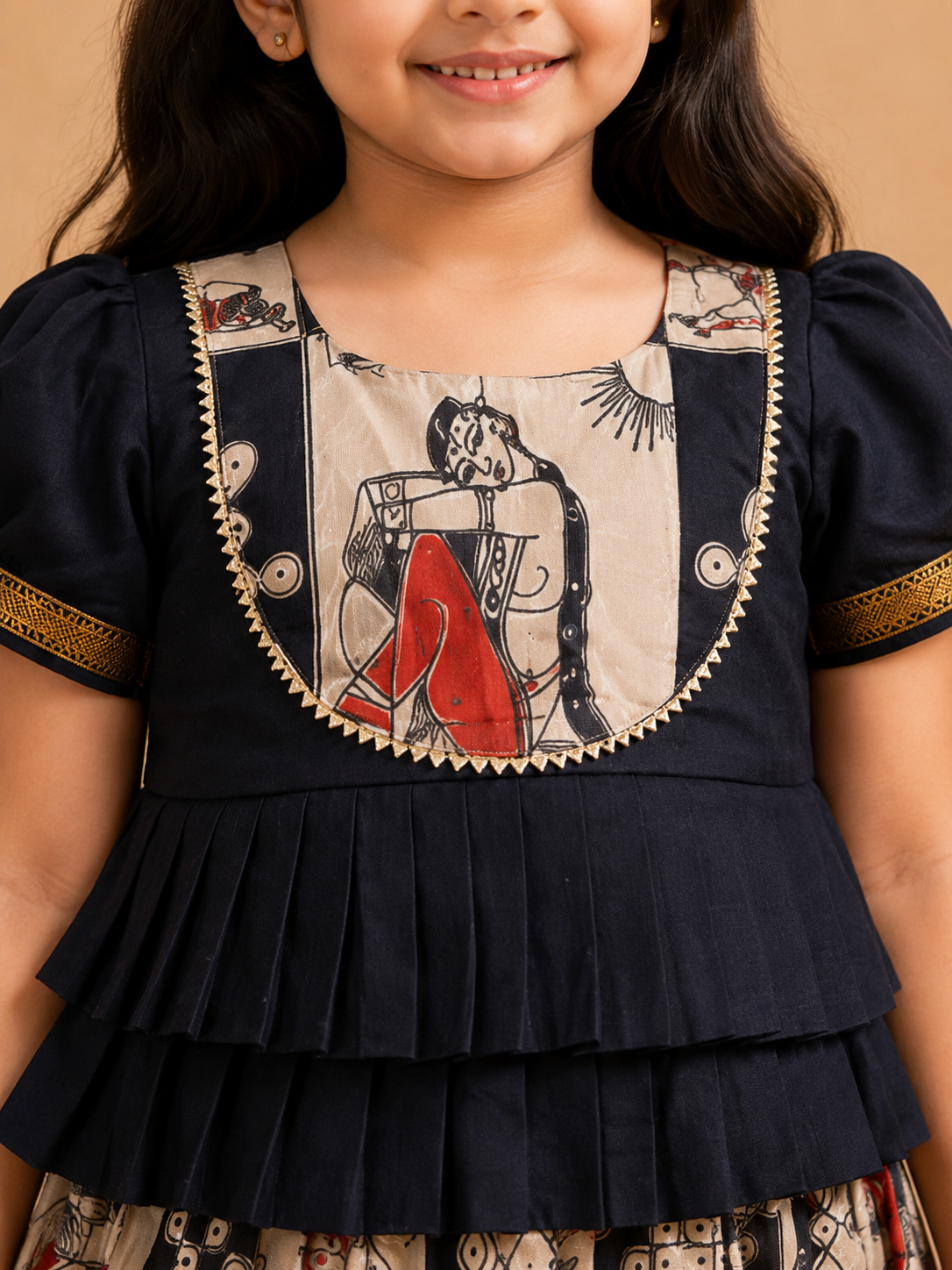Bapubomma Kalamkari Silk Lehenga Set