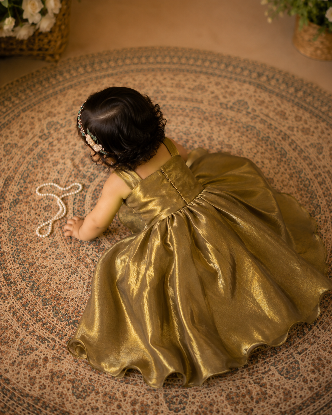 Olive Drab Space Silk Outfit with Maggam Work