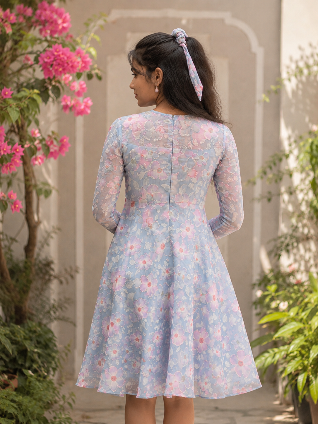 Floral Organza Embroidered Frock
