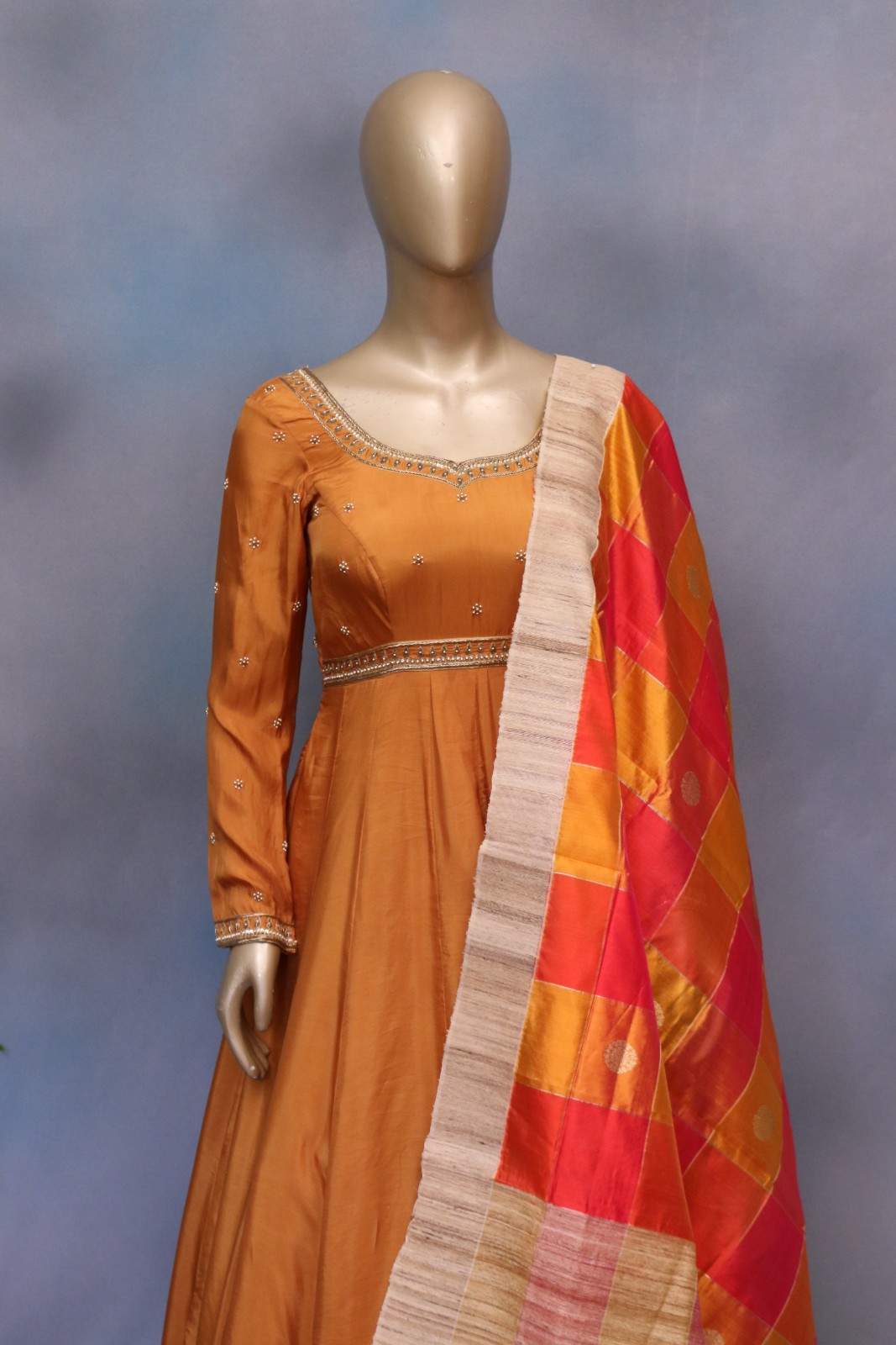 Natural Crepe Anarkali with Banarasi Silk Dupatta