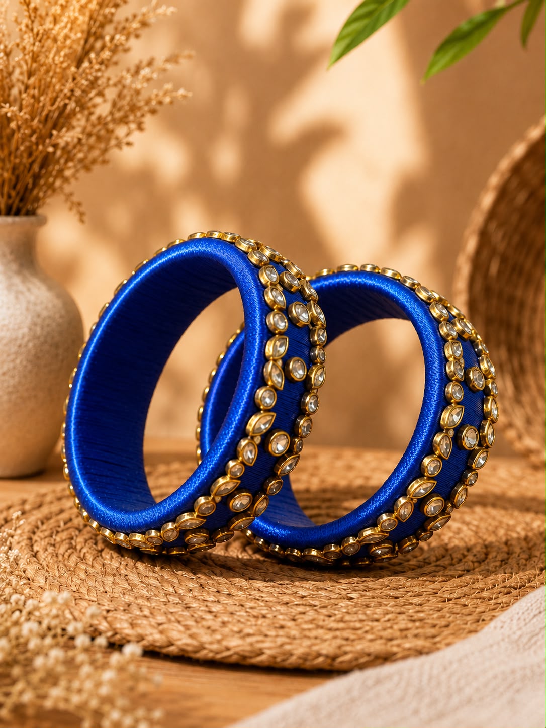 Silk Thread Work Side Bangles