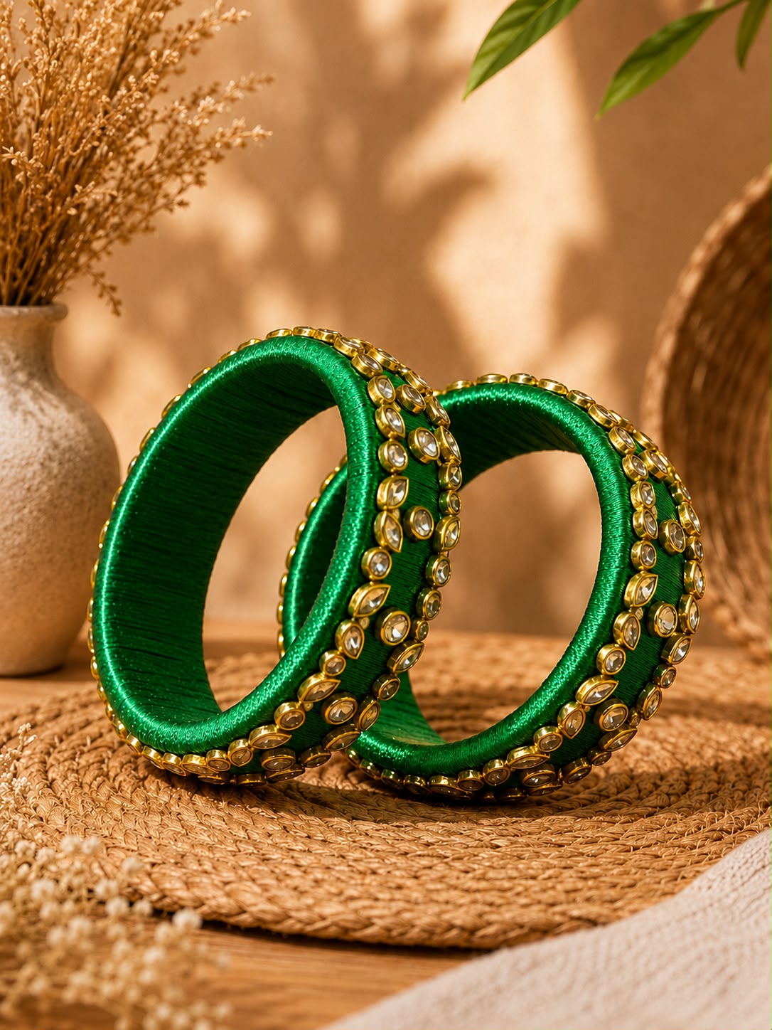 Silk Thread Work Side Bangles